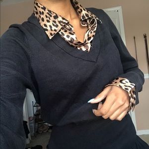Cheetah print collared shirt